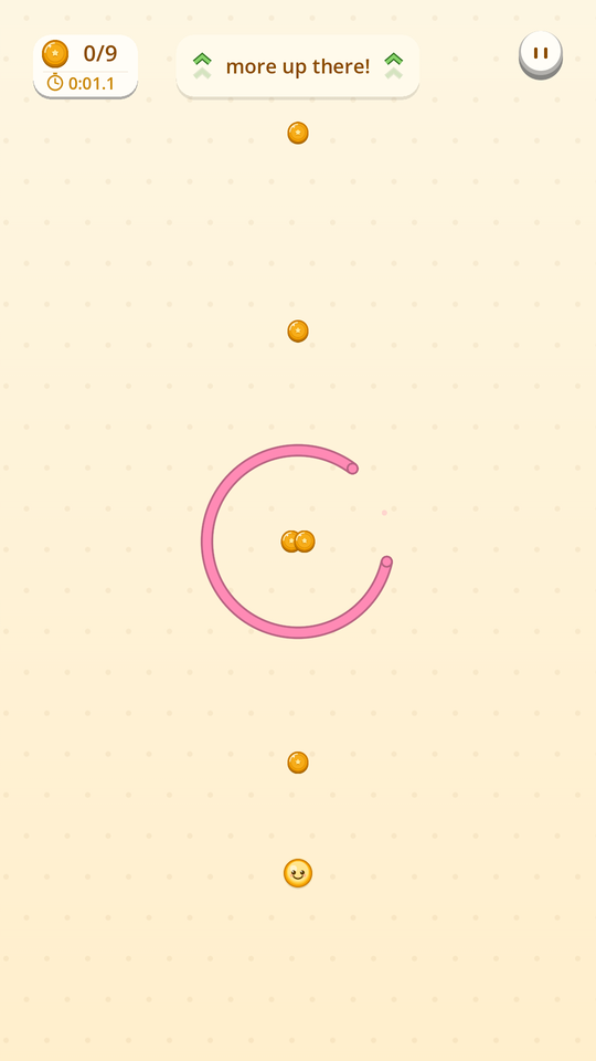 Goldie slipping through a ring toward a coin